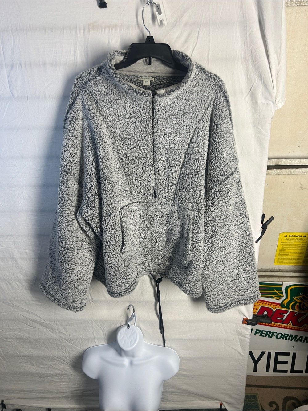 Sundance Light Gray Sherpa Half-Zip Pullover